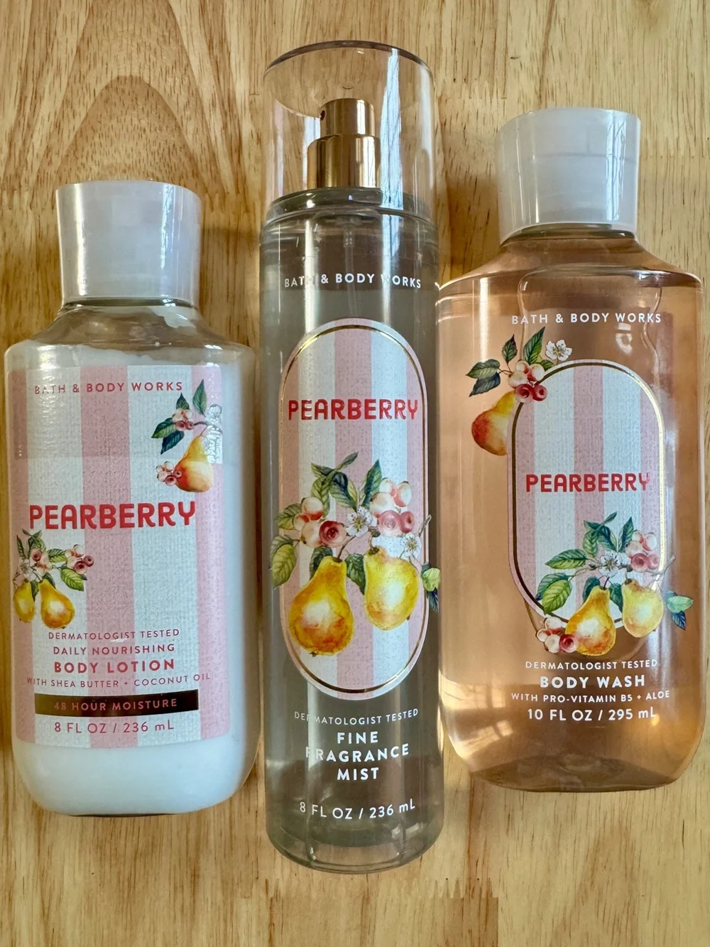 Bath & Body Works Pearberry Set - Pink, White, Gold Accents